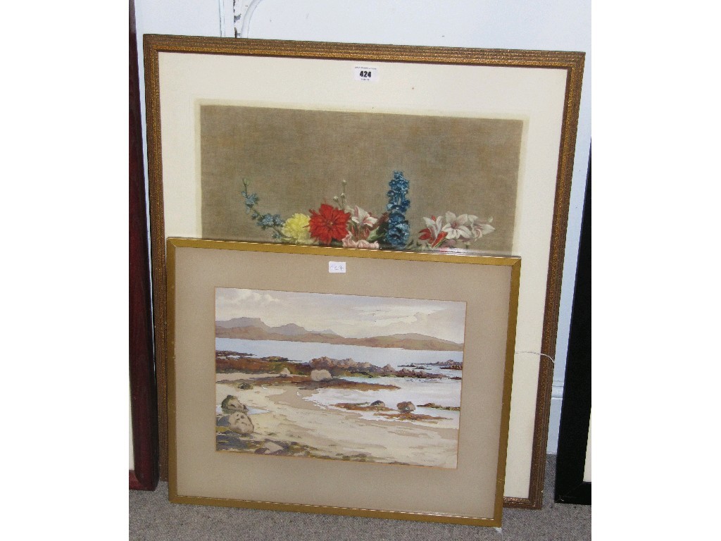 Appraisal: Watercolour 'Iona and Mill' signed Ian Stewart plus a print