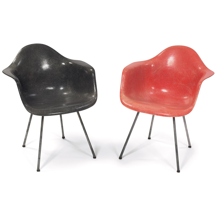 Appraisal: Charles and Ray Eames Zenith shell chairs two by Herman