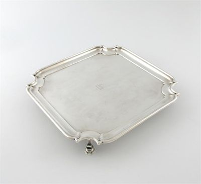 Appraisal: A silver salver by J Aitchison London rectangular form incurved