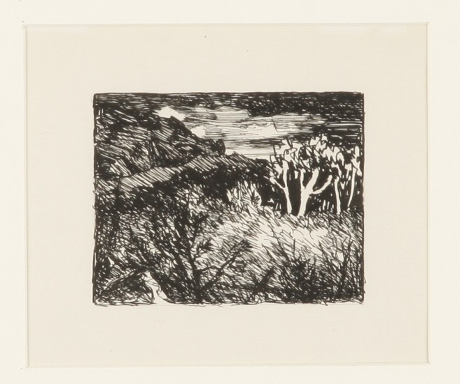 Appraisal: Robert Henri Landscape pen and ink x image size impressed