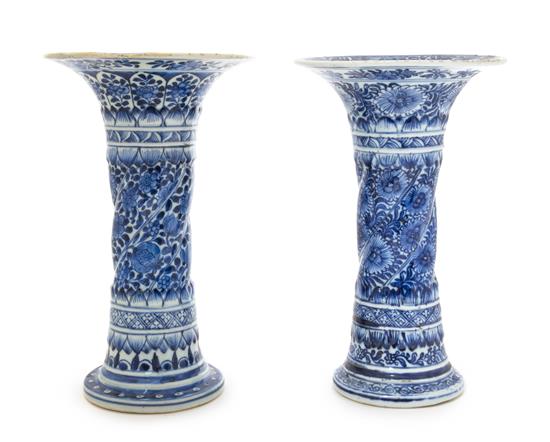 Appraisal: Sale Lot A Pair of Blue and White Beaker Vases