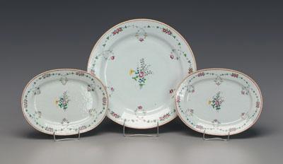 Appraisal: Three Chinese export serving pieces all with central bouquets borders