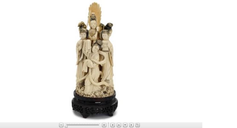 Appraisal: Fine and large Chinese elephant ivory figural groupingqianlong mark Qing