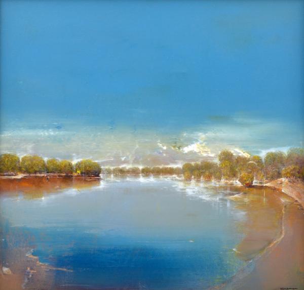 Appraisal: KEN JOHNSON BORN Cullyamurra Waterhole A Silent Surrender acrylic on