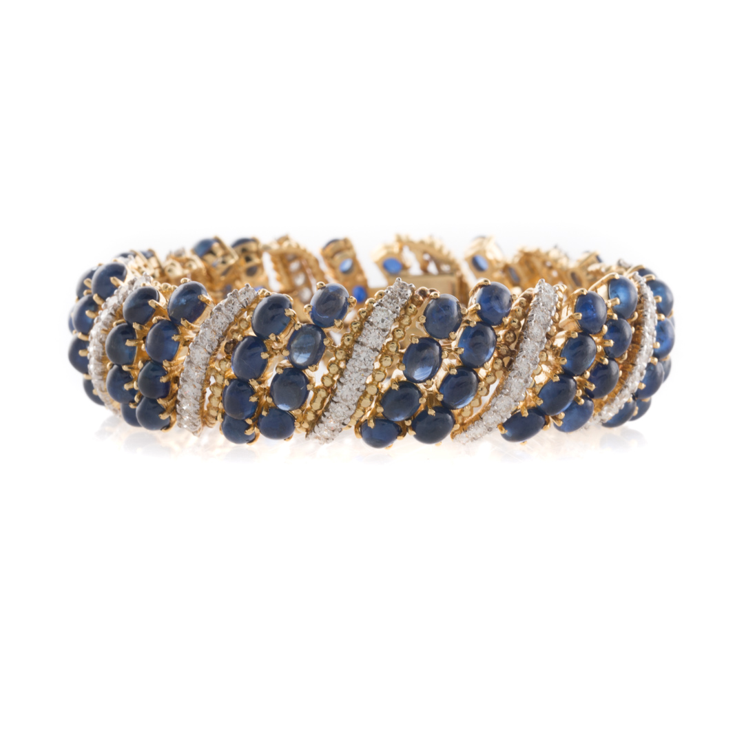 Appraisal: An Important K Sapphire Diamond Bracelet K yellow gold bracelet