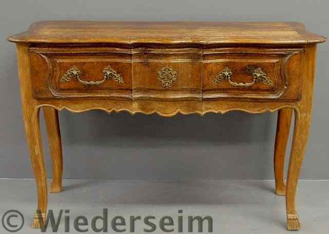 Appraisal: French Provincial walnut side server late th c with a