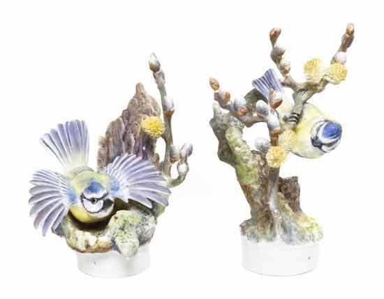 Appraisal: A Royal Worcester Dorothy Doughty Bird Blue Tits perched on