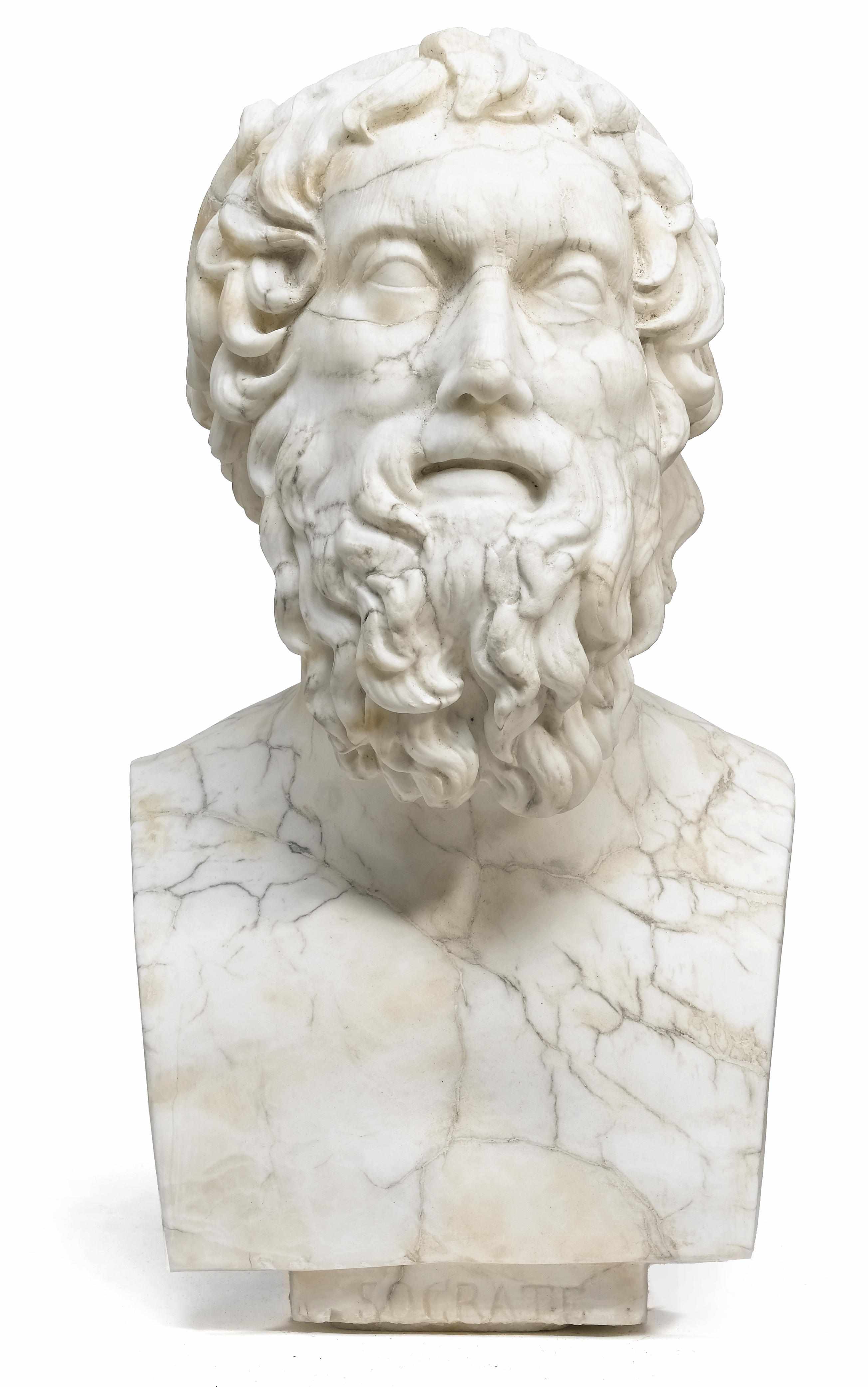 Appraisal: A carved white marble bust of Socrates th century height