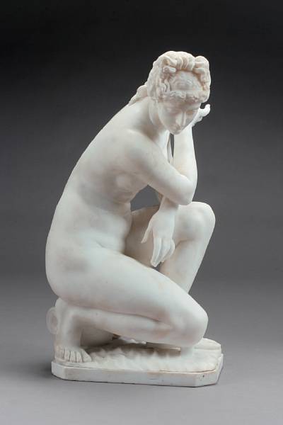 Appraisal: An Italian carved marble figure of the Crouching Venus after