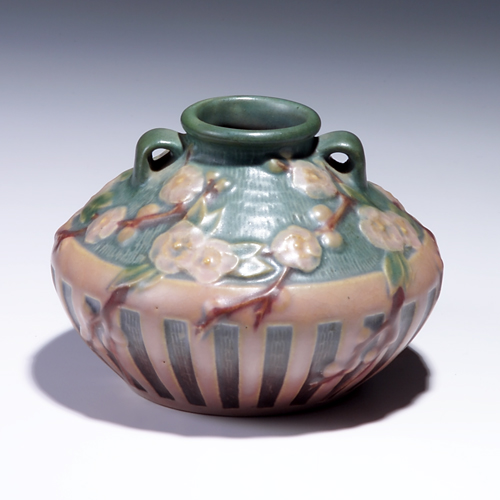 Appraisal: ROSEVILLE Pink Cherry Blossom squat vessel Restoration and tight line