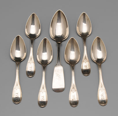 Appraisal: Southern Coin Silver Spoons Georgia th century six matching dessert