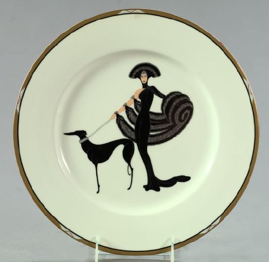 Appraisal: Romain de Tertoff called Erte Japanese porcelain cabinet plate painted