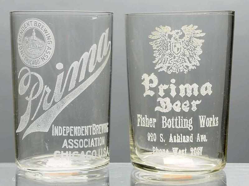 Appraisal: Lot of Prima Beer Acid-Etched Beer Glasses Includes one with