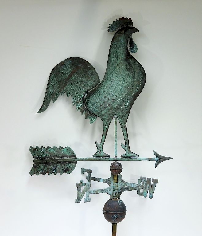 Appraisal: American Full Body Copper Rooster Weathervane United States Circa Full