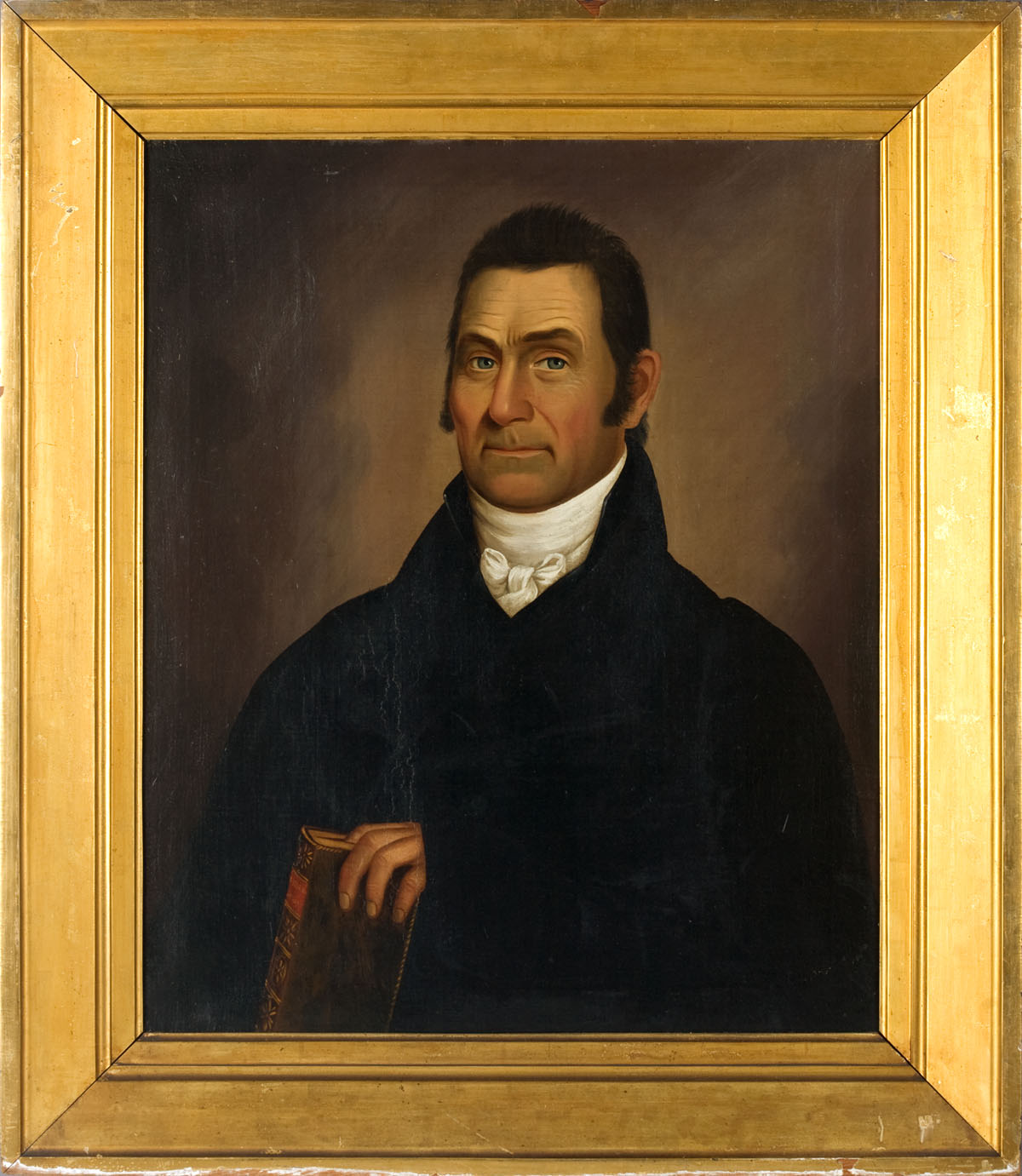 Appraisal: AMERICAN SCHOOL PORTRAIT OF A GENTLEMAN CIRCA Depicted holding a