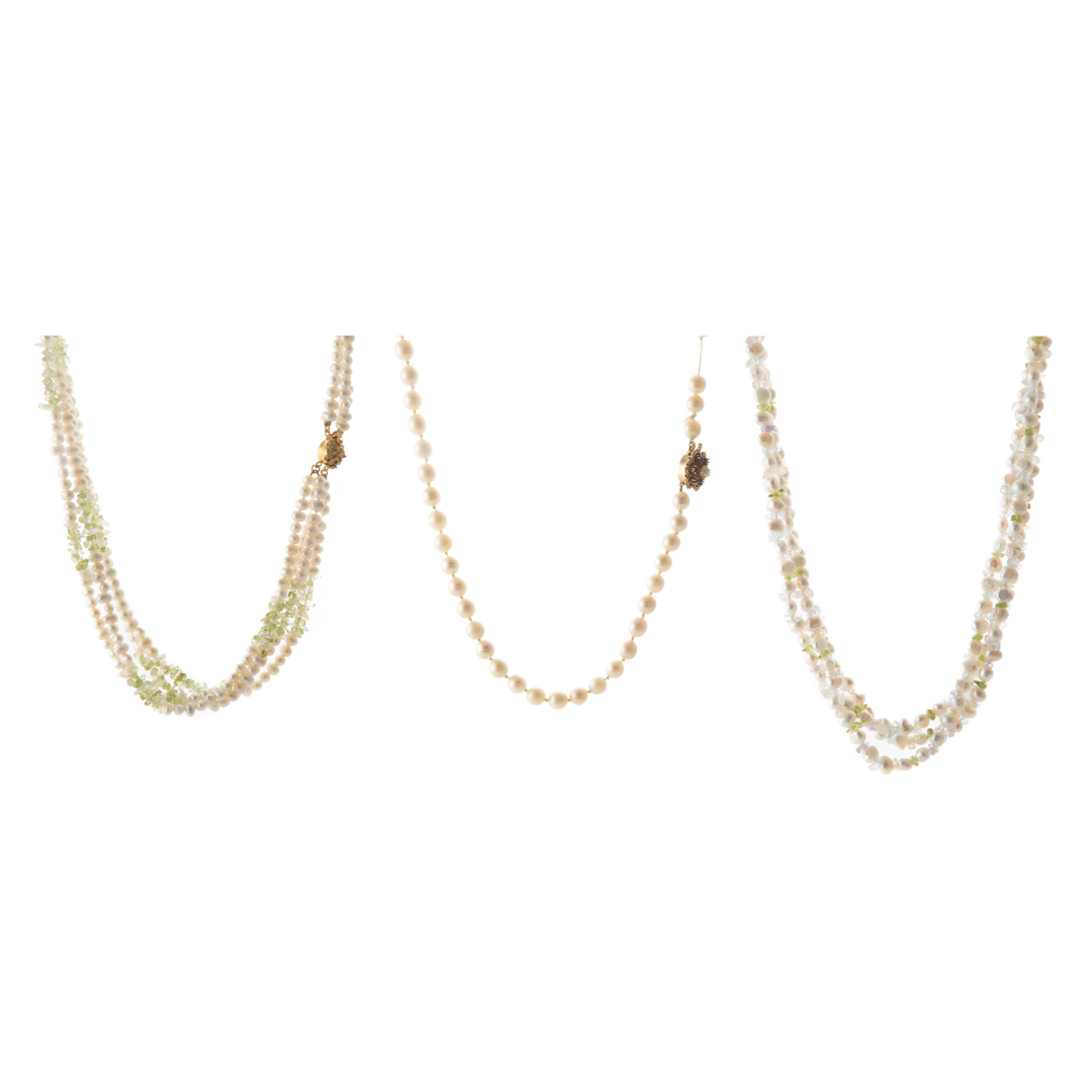 Appraisal: Three Pearl Necklaces with Additional Clasps Strand of Akoya cultured