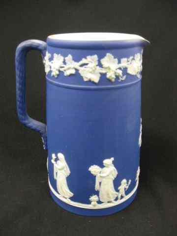 Appraisal: Wedgwood Dark Blue Jasperware Pitcher classical maiden cherub decor grape