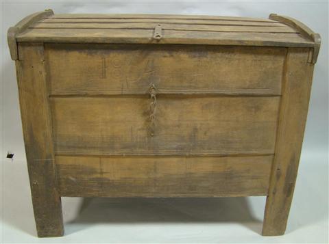 Appraisal: NORTH HUNGARIAN BEECH CARPENTER'S CHEST the rectangular hinged top opening