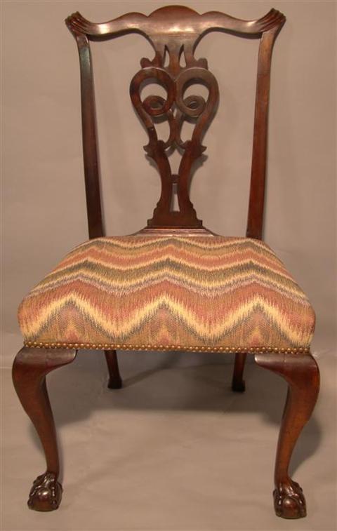 Appraisal: CHIPPENDALE MAHOGANY SIDECHAIR WITH BALL AND CLAW FEET