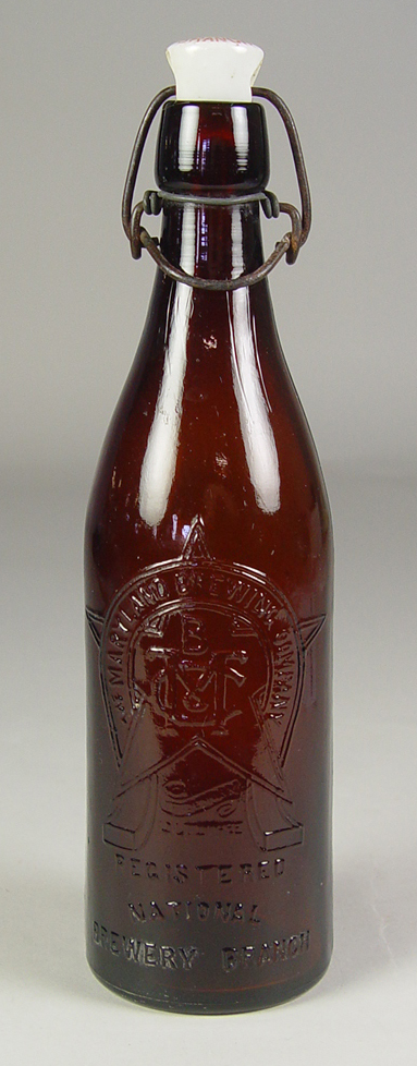 Appraisal: Baltimore Maryland Beer Bottle Circa 's Original stopper marked National