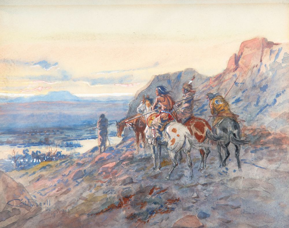 Appraisal: Charles M Russell - Planning the Attack The Wagon Train