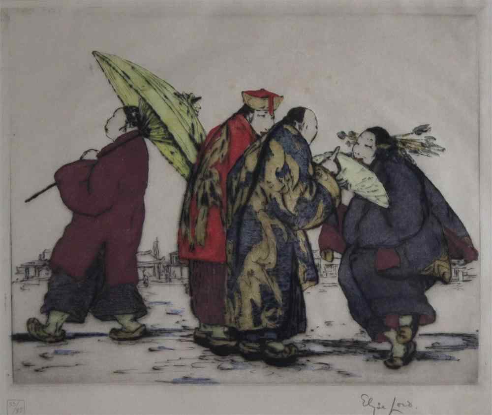 Appraisal: ELYSE ASHE LORD BRITISH - THE MEETING Hand colored drypoint