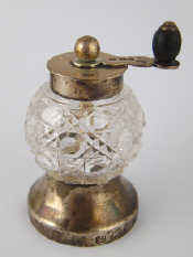 Appraisal: A late Victorian silver mounted cut glass pepper mill by