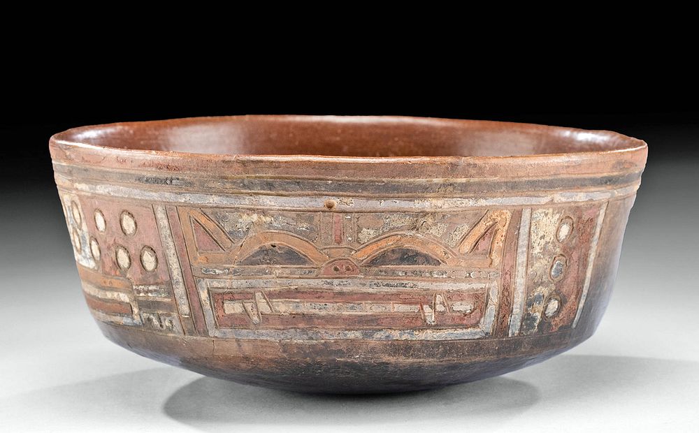 Appraisal: Paracas Polychrome Bowl w Incised Motifs - TL Tested Pre-Columbian