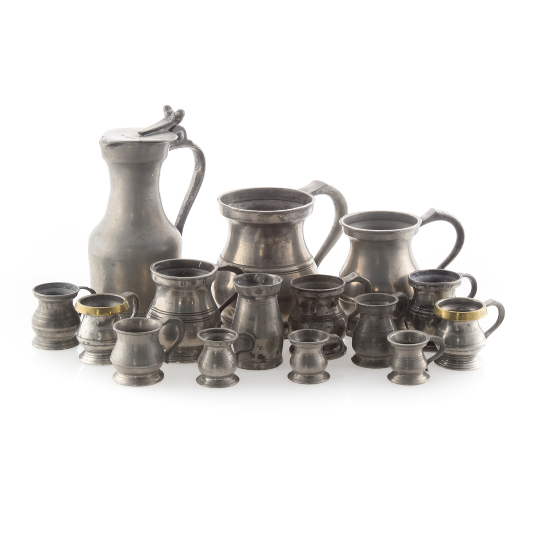 Appraisal: Fifteen assorted pewter measures th and th centuries including English