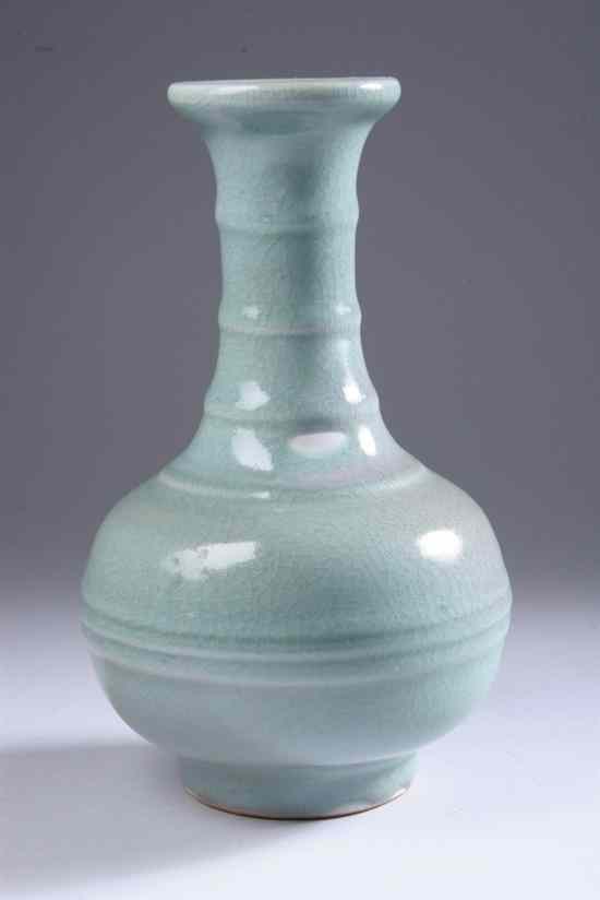 Appraisal: CHINESE CELADON PORCELAIN VASE Ovoid-form and elongated neck each with