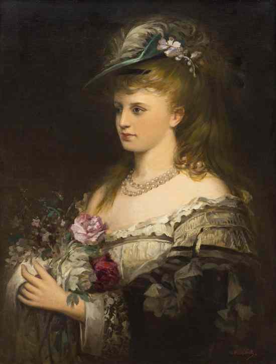 Appraisal: Franz Veith German - Portrait of a Lady with Flowers