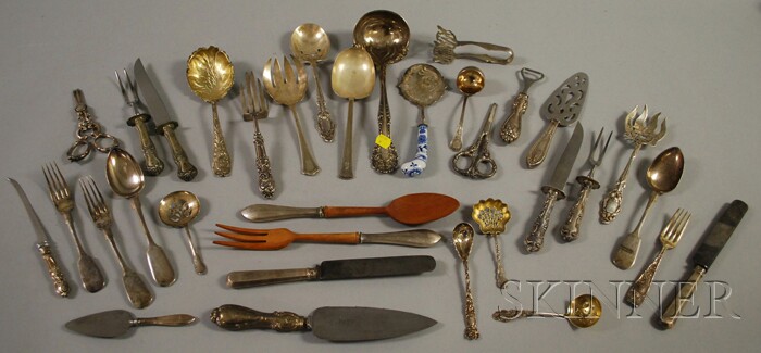 Appraisal: Group of Sterling and Silver-plated Flatware and Serving Items makers