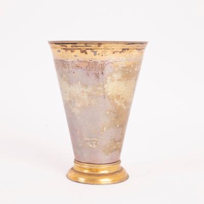 Appraisal: A Scandinavian silver beaker probably Finnish circa parcel-gilt engraved with