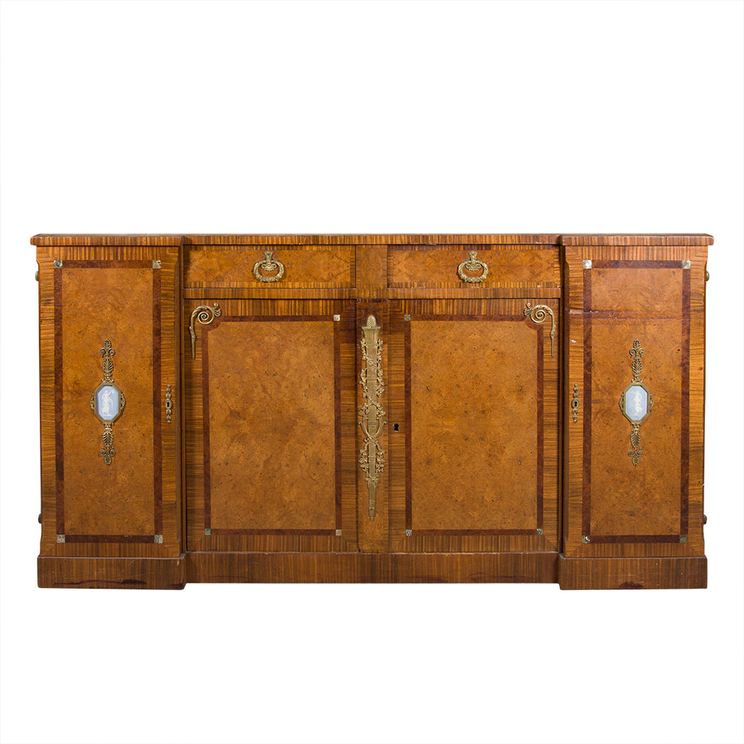 Appraisal: Empire Style Gilt-Bronze and Pottery Mounted Mahogany and Burl-Walnut Side