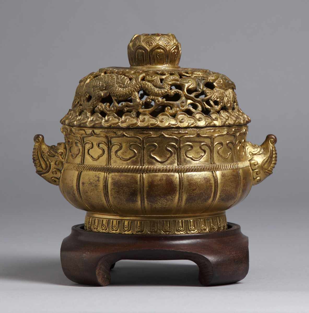 Appraisal: Chinese Gilt Bronze Incense Burner Sgn on the underside Depicting