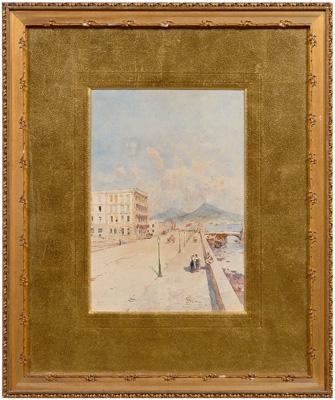 Appraisal: Paolo Sala watercolor Italian - view of Vesuvius across the