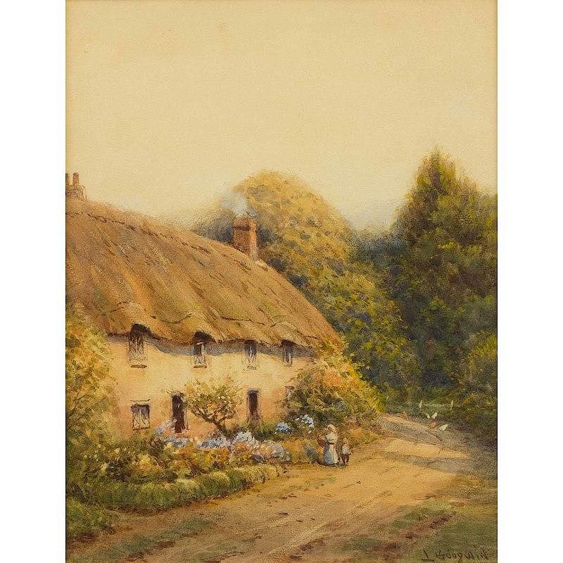 Appraisal: Cotswold Village Print Framed print depicting a Cotswold village cottage