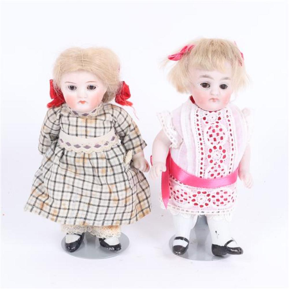 Appraisal: TWO KESTNER GERMAN ALL BISQUE MIGNONETTE CHUBBY TWIN CHILD DOLLS