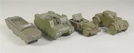 Appraisal: Four Die-Cast Military Vehicles Circa 's Family history relates that