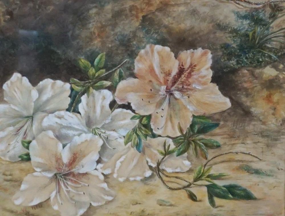 Appraisal: George William Hill Canadian - Wild Flowers Watercolor and Chalk