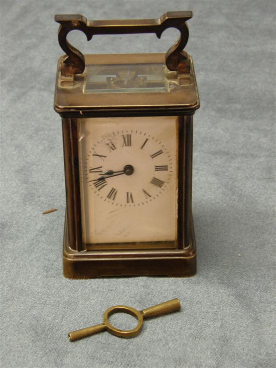 Appraisal: Late th century brass and four glass carriage clock with