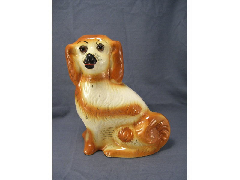 Appraisal: Single Staffordshire Comforter Spaniel Single red and white spaniel glass