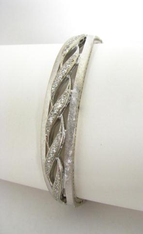 Appraisal: K White Gold Diamond Bangle Bracelet Set at the top