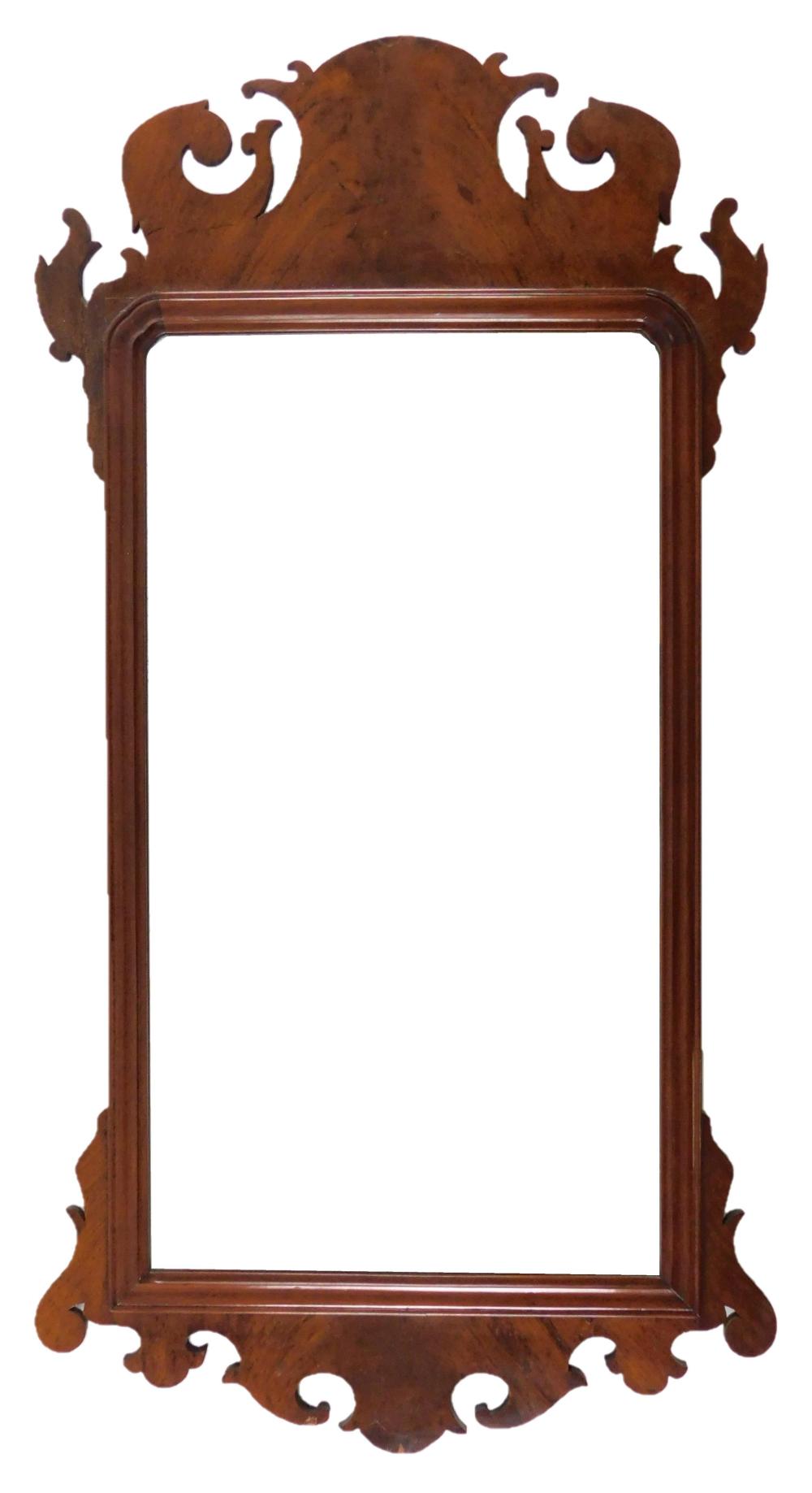 Appraisal: Wall mirror Chippendale-Hepplewhite transition c form whale's tail scrolled crest