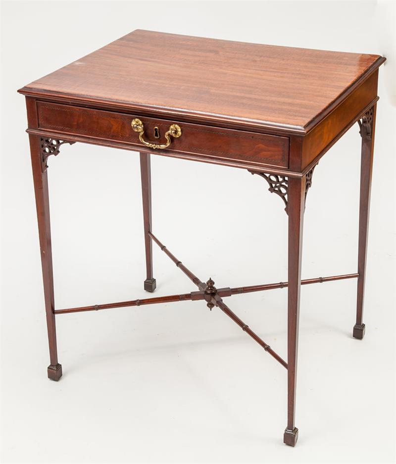 Appraisal: George III Mahogany Single-Drawer Table x x in Estimate -