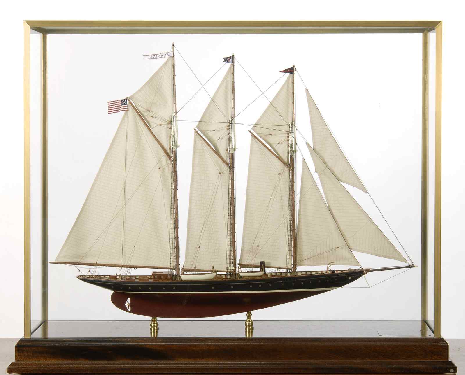 Appraisal: CASED MODEL OF THE SCHOONER YACHT ATLANTICFull suit of sails