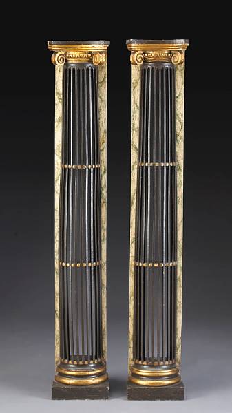 Appraisal: A pair of Neoclassical parcel gilt and ebonized pilasters Each