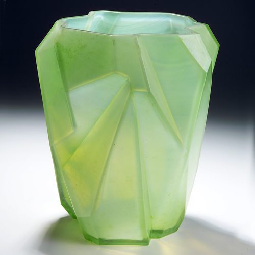 Appraisal: CONSOLIDATED ART GLASS CO Rhuba Rhombic pale green glass vase