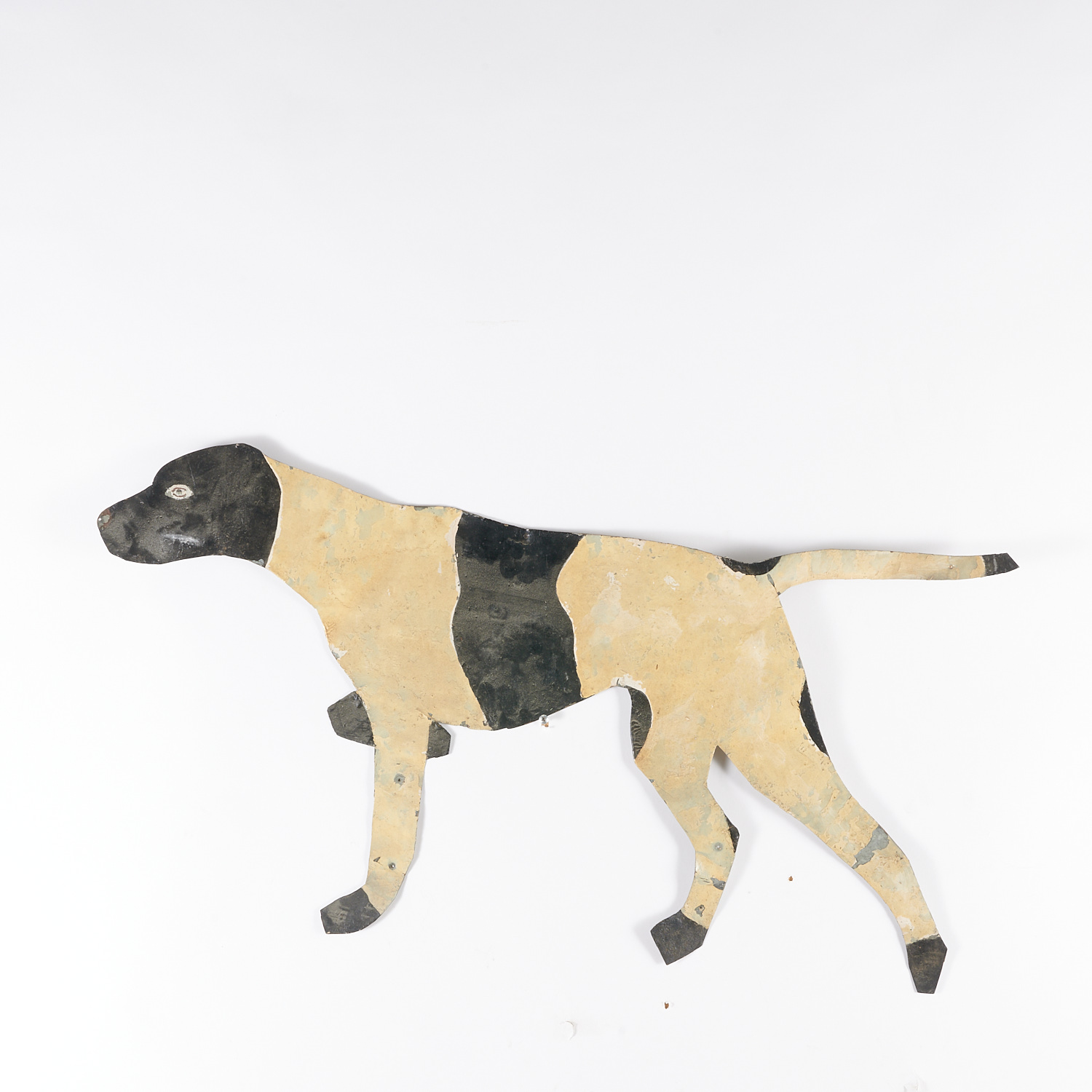 Appraisal: AMERICAN FOLK ART PAINTED SHEET METAL POINTER DOG Early th