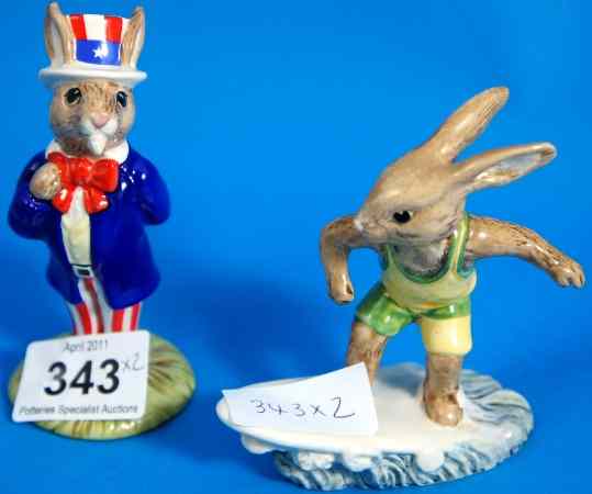 Appraisal: Royal Doulton Bunnykins Aussie Surfer DB and Uncle Sam DB